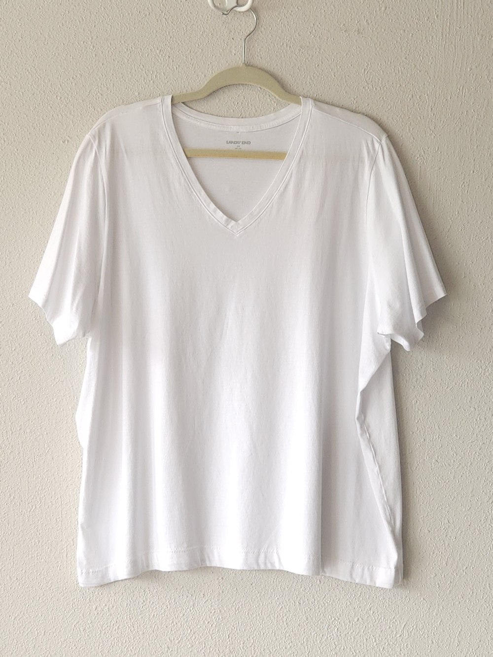 Lands' End White V-Neck Short Sleeve Tee PLUS SIZE 2X